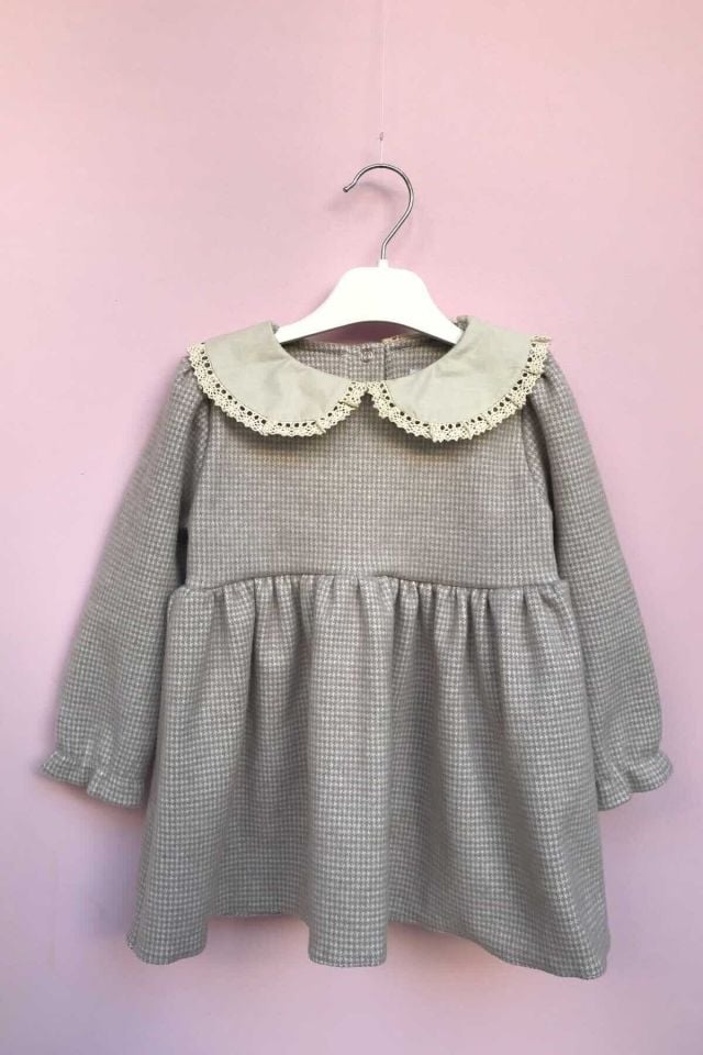 Bebe Yaka Kız Çocuk Bebek Triko Kışlık Elbise