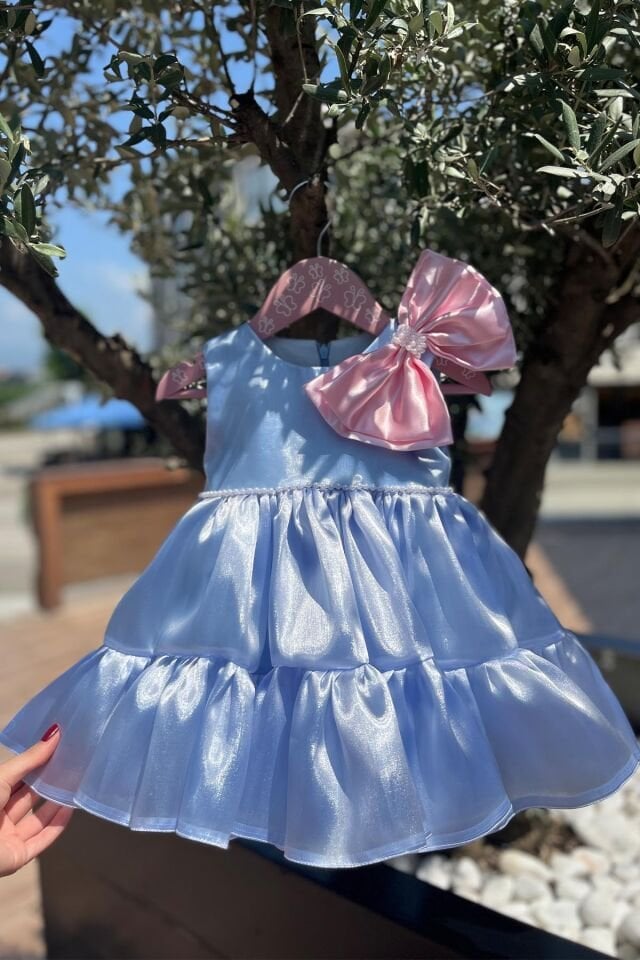 Elsa Organza Mädchen Baby Abendkleid Blau Rosa