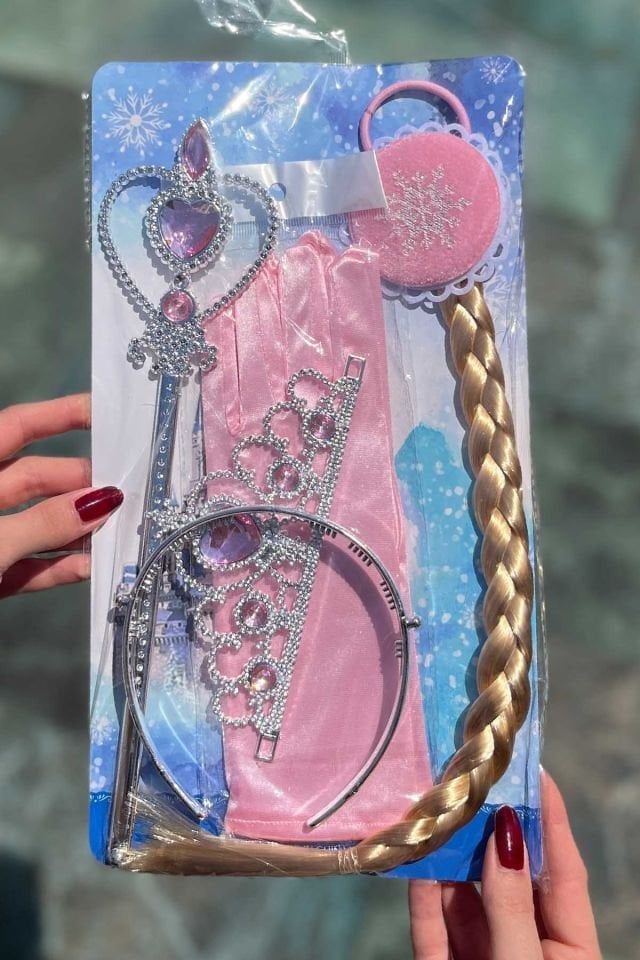Elsa Frozen Girl Crown Hairpin Gloves Wand Hair Set