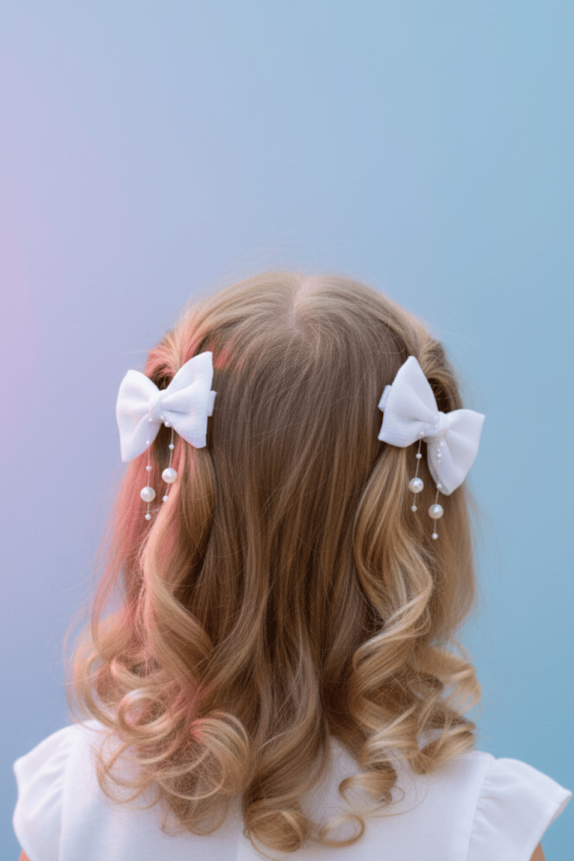 Pearl Embellished Shiny White Girls Crocodile Buckle