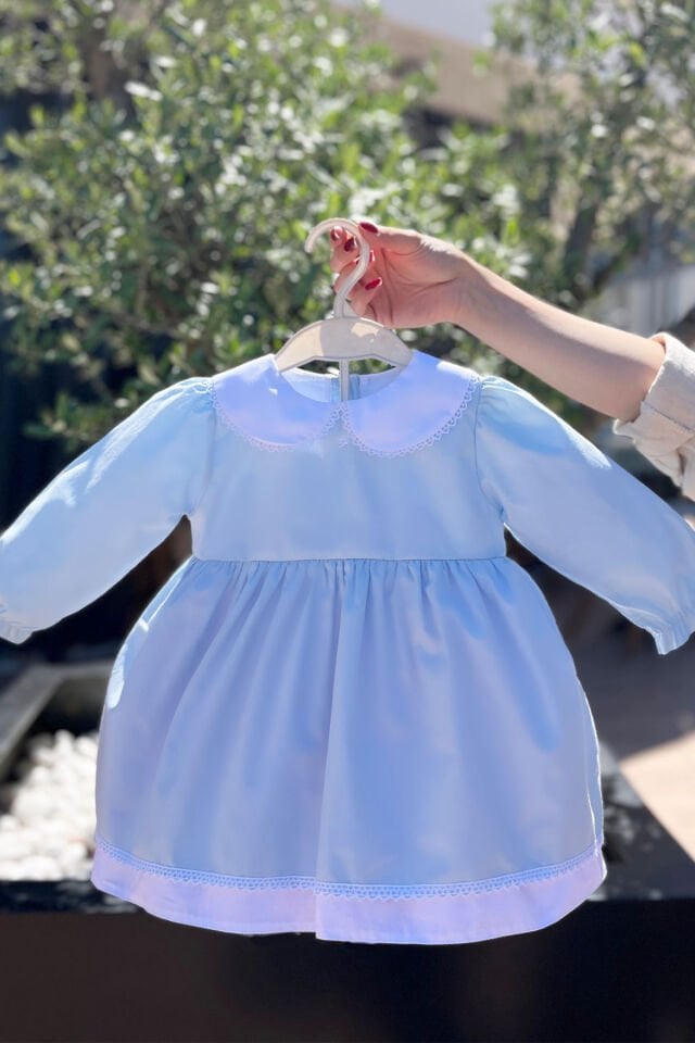 Dantel Detaylı Kız Çocuk Bebek Uzun Kol Bebe Yaka Elbiseler Ve Renk Seçenekleri
