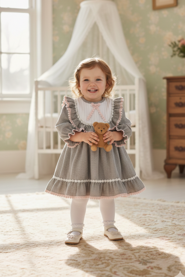 Graurosa mit Schleife und Rüschendetail für Mädchen