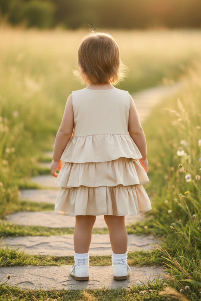 Kat Kat Etek Camel Kız Çocuk Bebek Tasarım Elbise