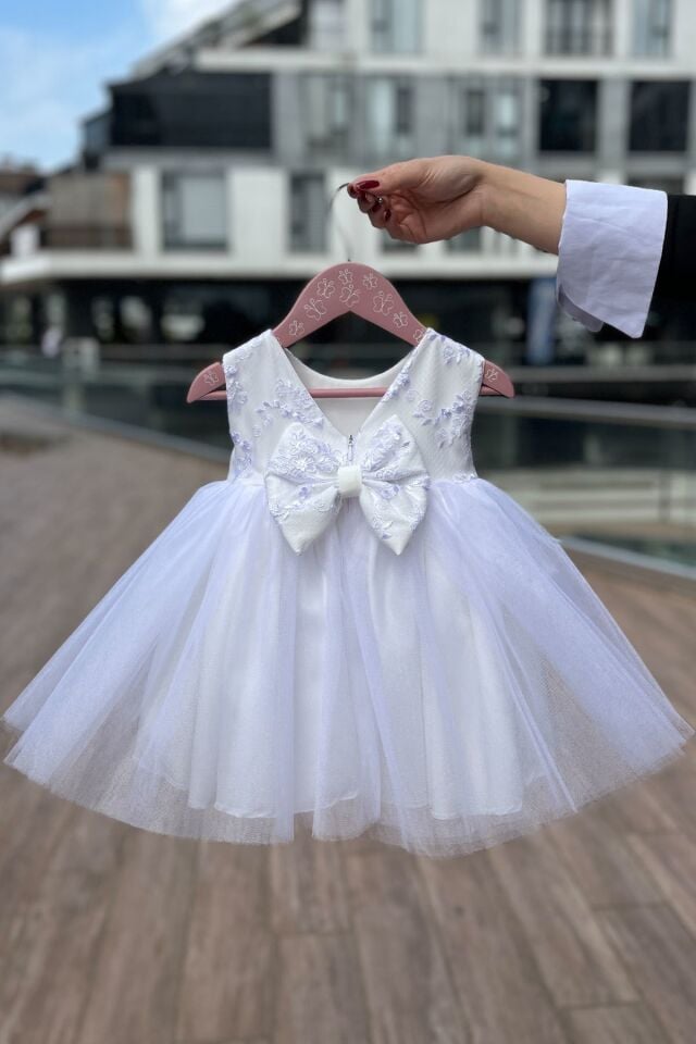 Lace Crystal Tulle Acacia White Wedding Dress Girl Child Baby Wedding Mawlud Dress