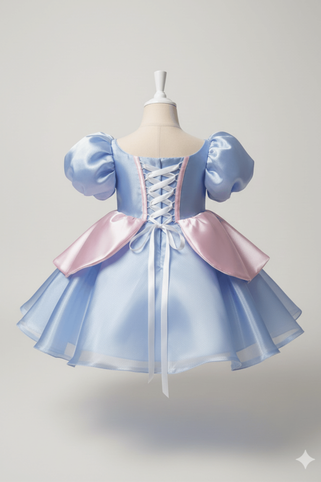 Cindirella Sindirella Kostüm Abiye Organze Kız Çocuk Mavi Elbise