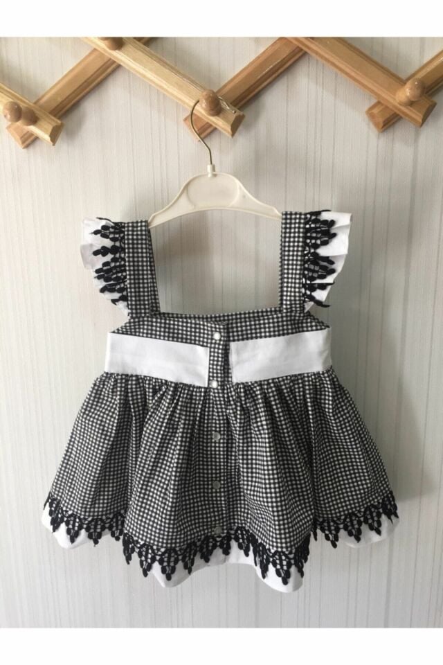 Pötikareli Poplin Kumaş Jile Kız Çocuk Bebek Pamuk Elbise