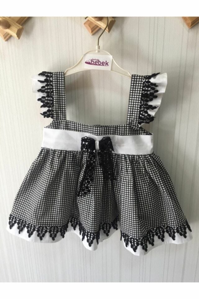 Pötikareli Poplin Kumaş Jile Kız Çocuk Bebek Pamuk Elbise