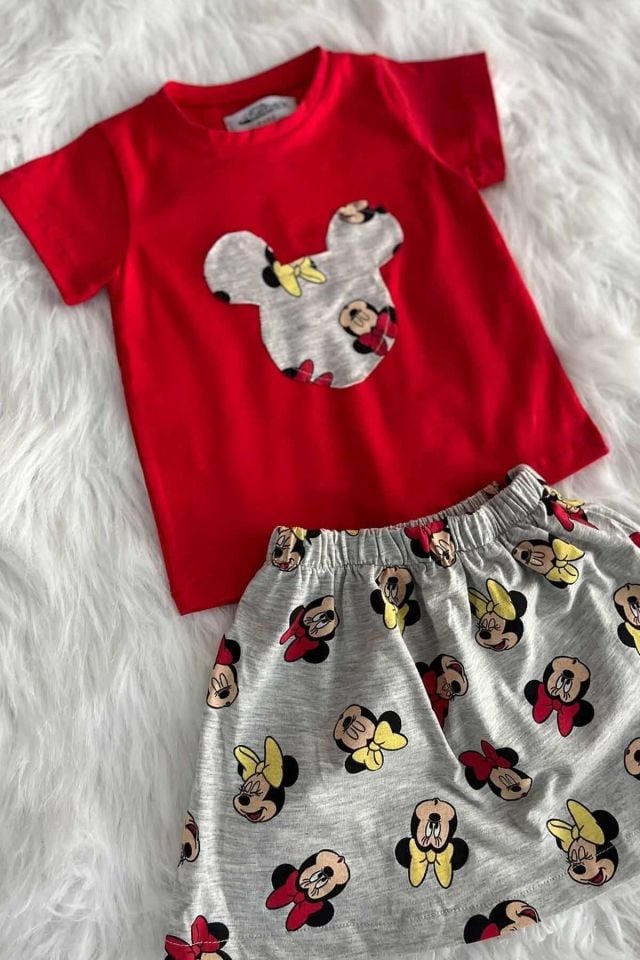 Etek Tshirt Kız Çocuk Kırmızı Takım