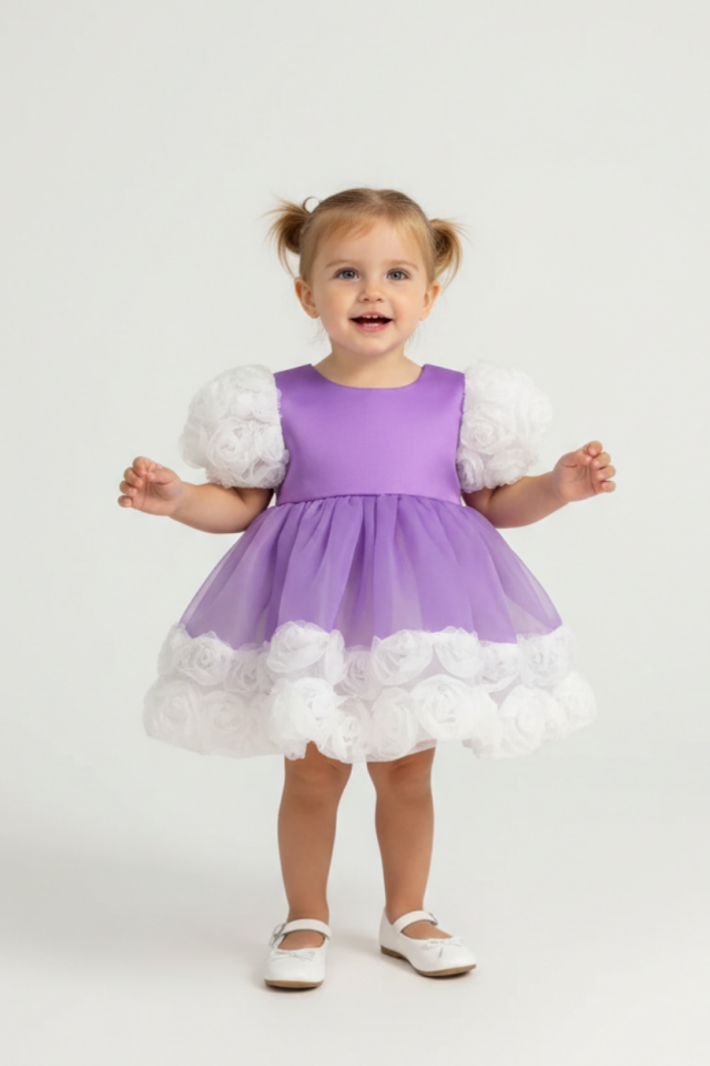 Lila Karolin Weiß Rose Mix Mädchen Baby Abendkleid