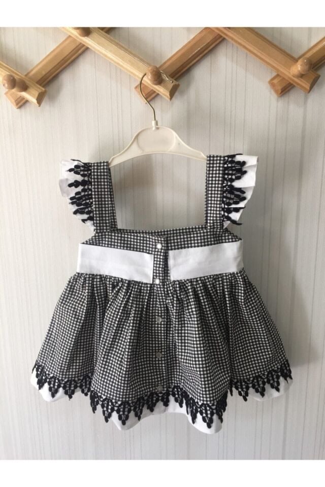 Pötikareli Poplin Kumaş Jile Kız Çocuk Bebek Pamuk Elbise