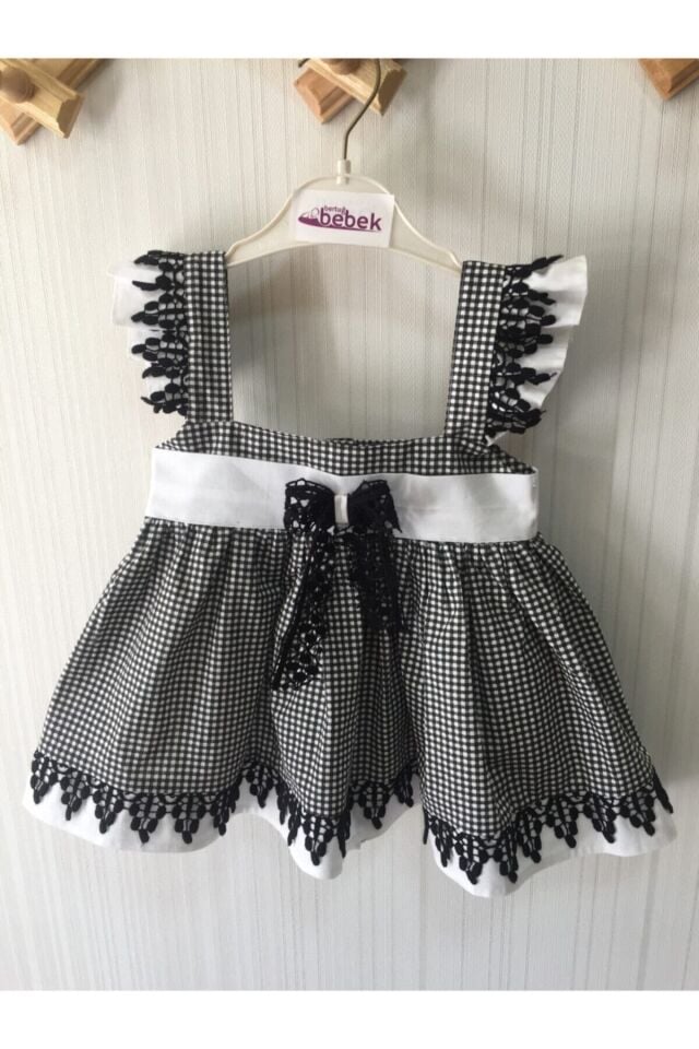 Pötikareli Poplin Kumaş Jile Kız Çocuk Bebek Pamuk Elbise