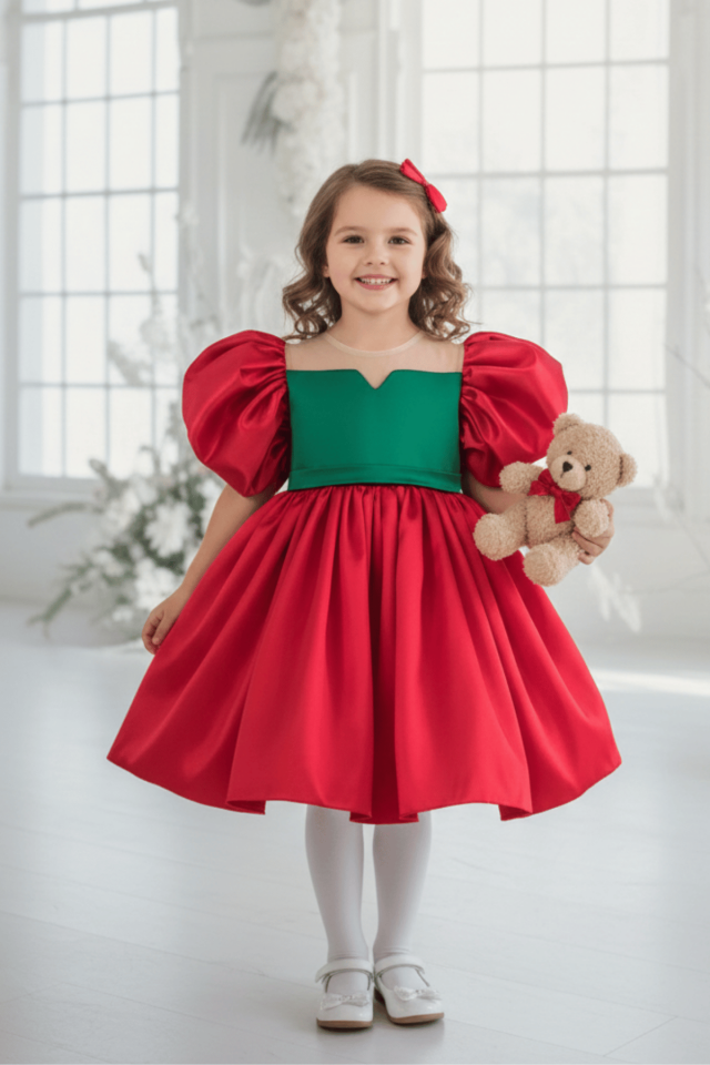 Rot Grün Neujahr Weihnachten Mädchen Baby Abendkleid