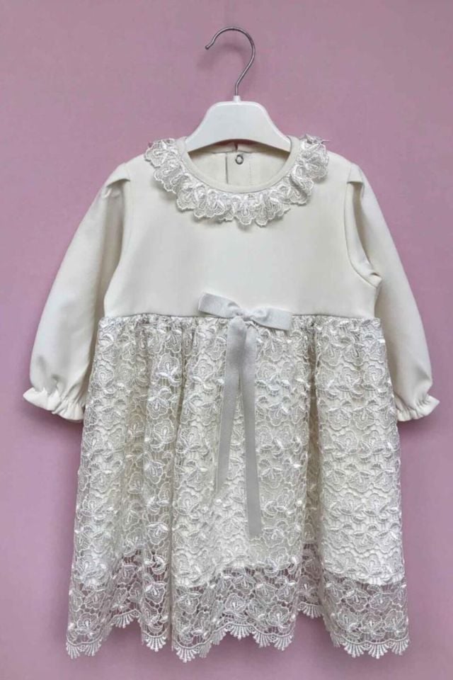 Lace Special Design Baby Girl Special Day Mawlud Dress Ecru - 4 years old