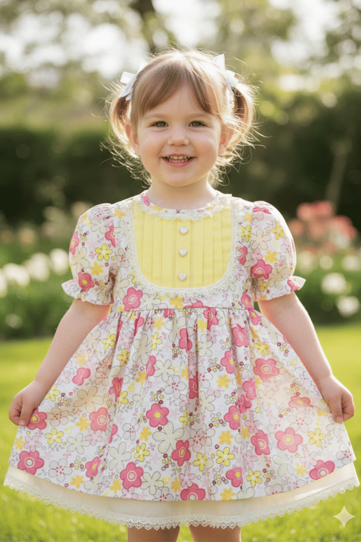 Spitze Baby Mädchen Baumwolle bunt rosa gelb Kleid