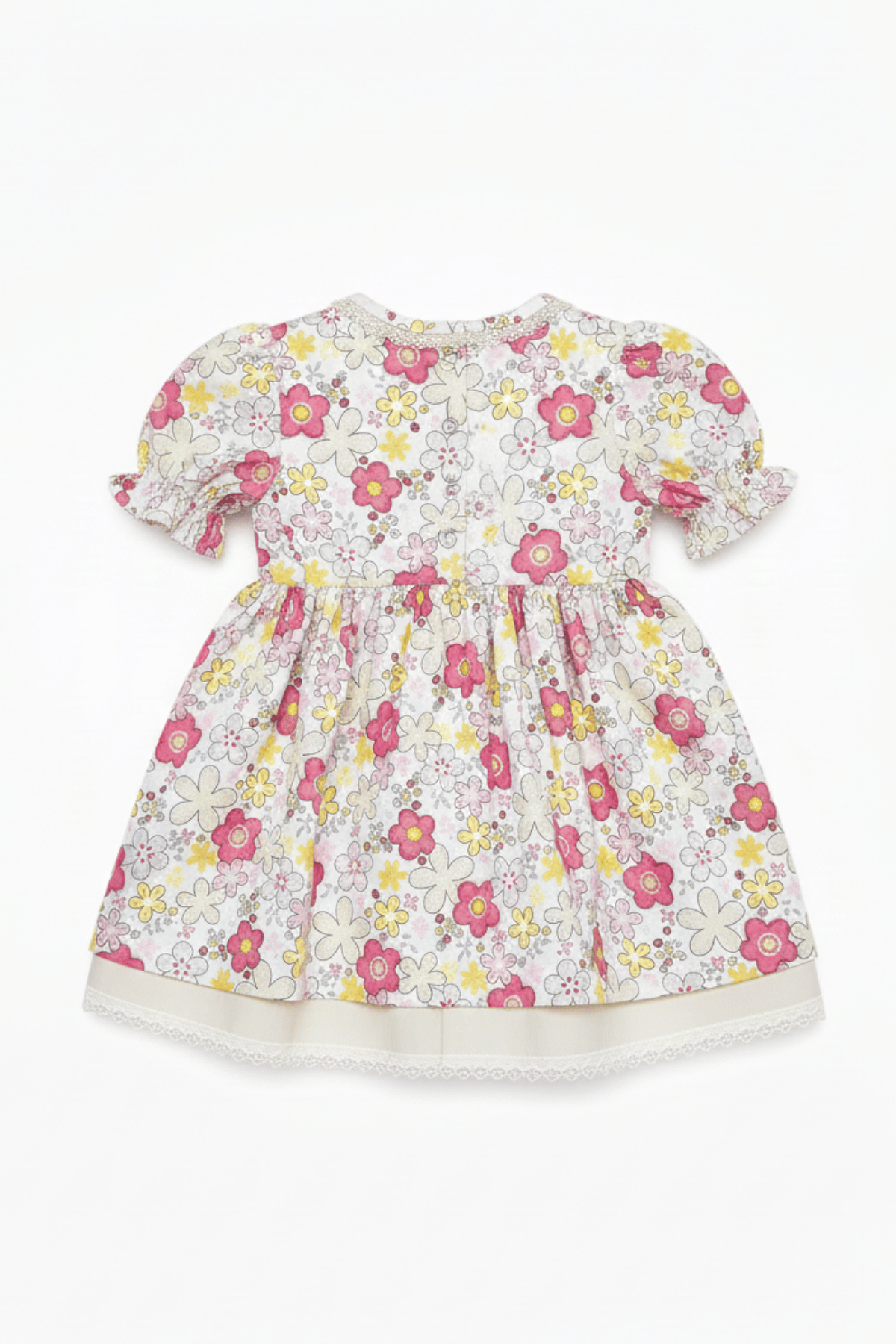 Spitze Baby Mädchen Baumwolle bunt rosa gelb Kleid