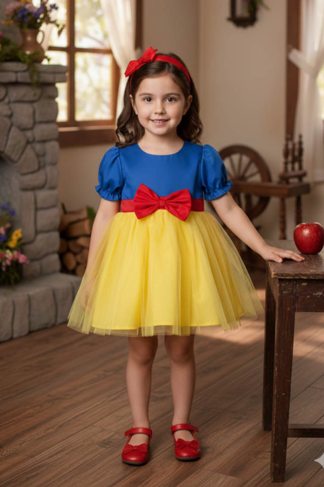 Pamuk Prenses Kız Çocuk Bebek Özel Gün Kostüm Tasarım Elbise