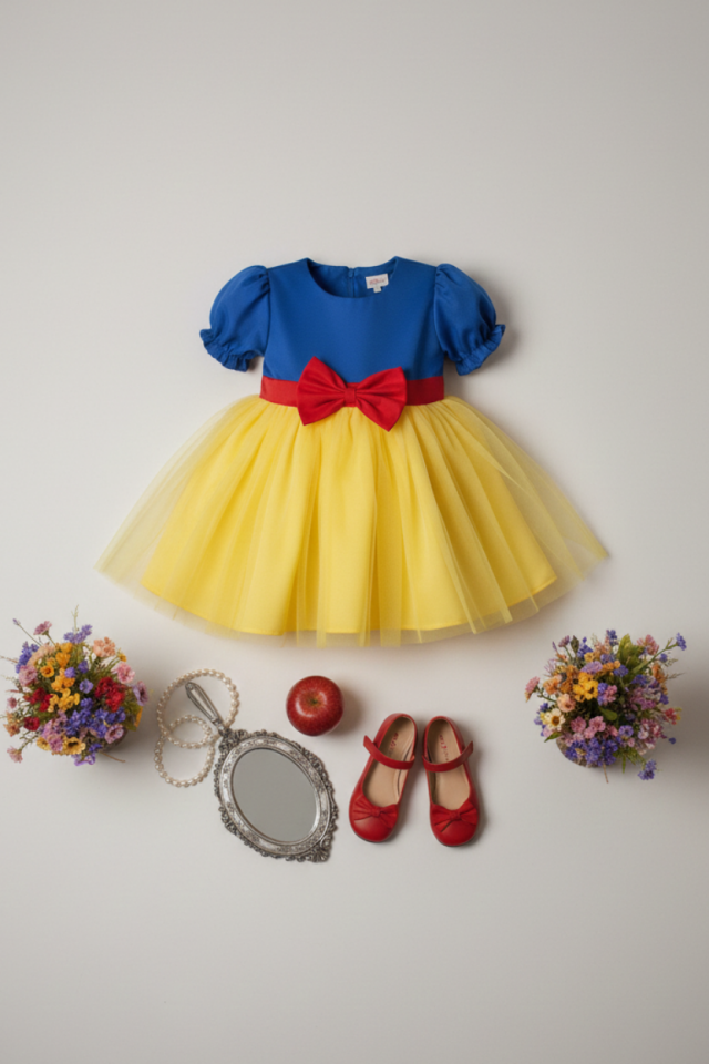 Pamuk Prenses Kız Çocuk Bebek Özel Gün Kostüm Tasarım Elbise