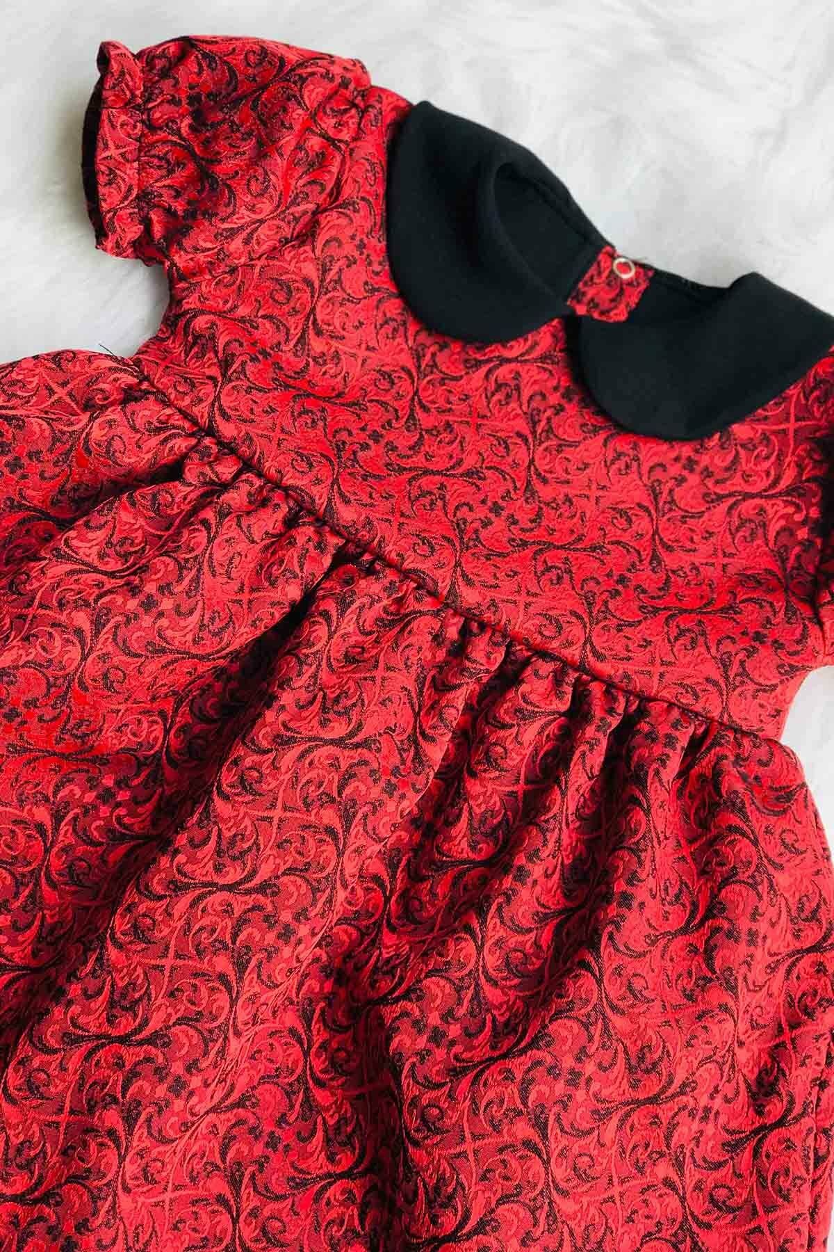 Fiyonk Detaylı Tarçın Renk Kız Çocuk Bebek Tasarım Elbise