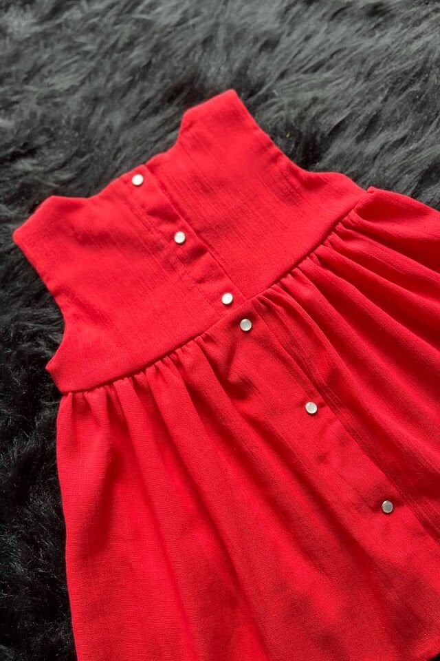 Nakışlı Kız Çocuk Bebek Şile Bezi Nar Çiçeği Renk Elbise