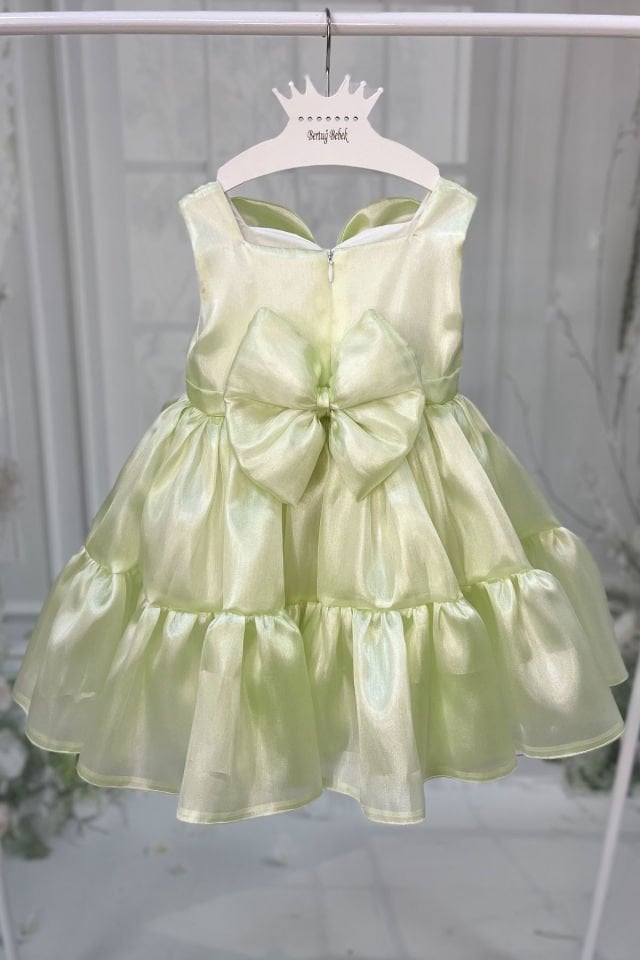 Organza Green Girl Baby Sleeveless Evening Dress