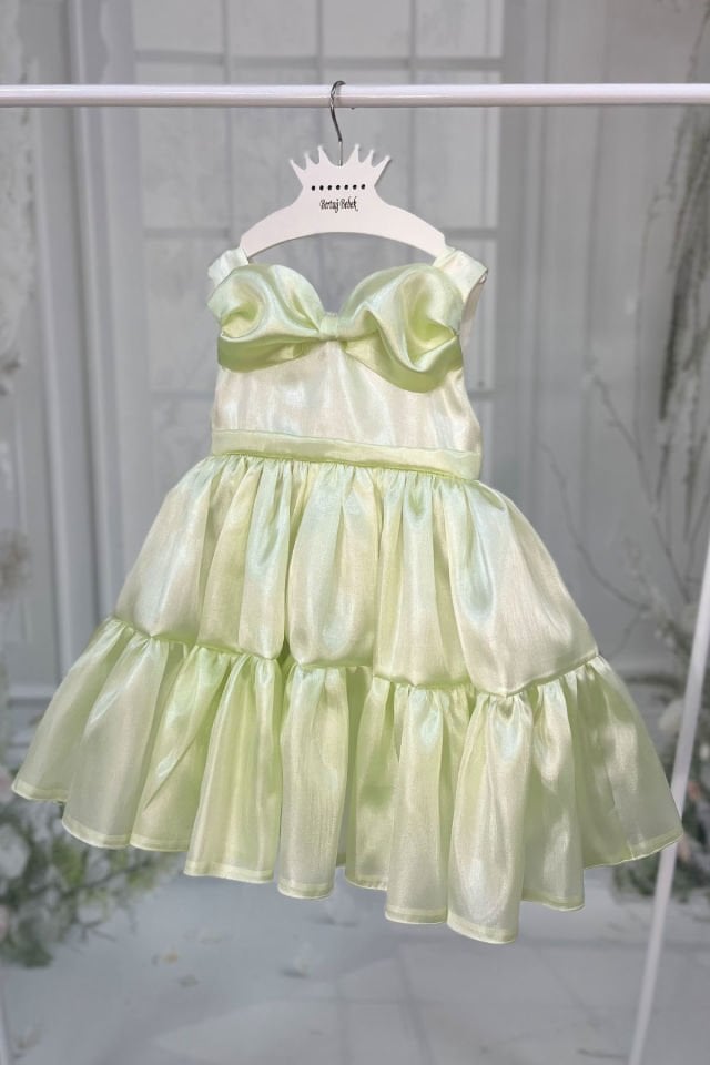 Organza Green Girl Baby Sleeveless Evening Dress