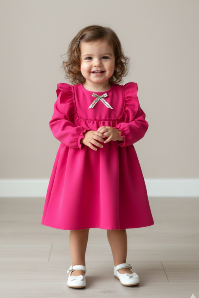 Süßes rosa Babykleid mit Rüschen und Schleife