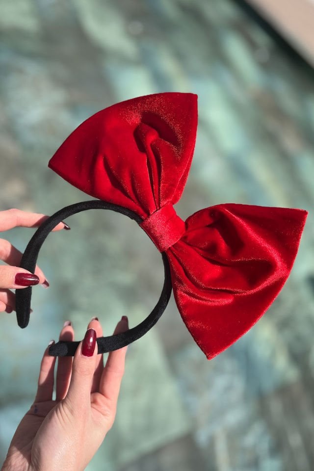 Large Velvet Red Bow Kids Adult Crown