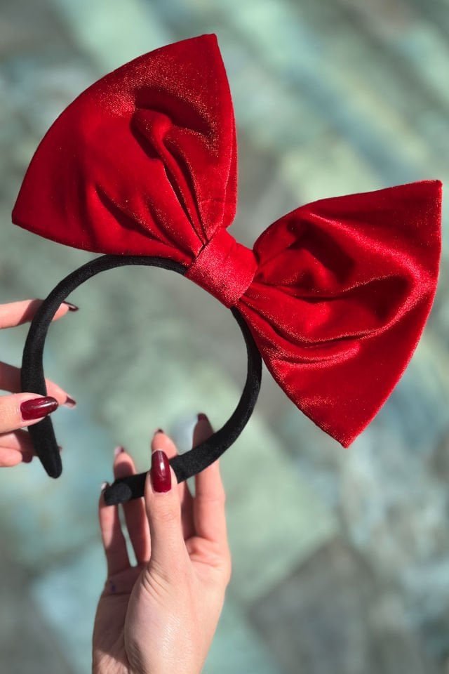 Large Velvet Red Bow Kids Adult Crown