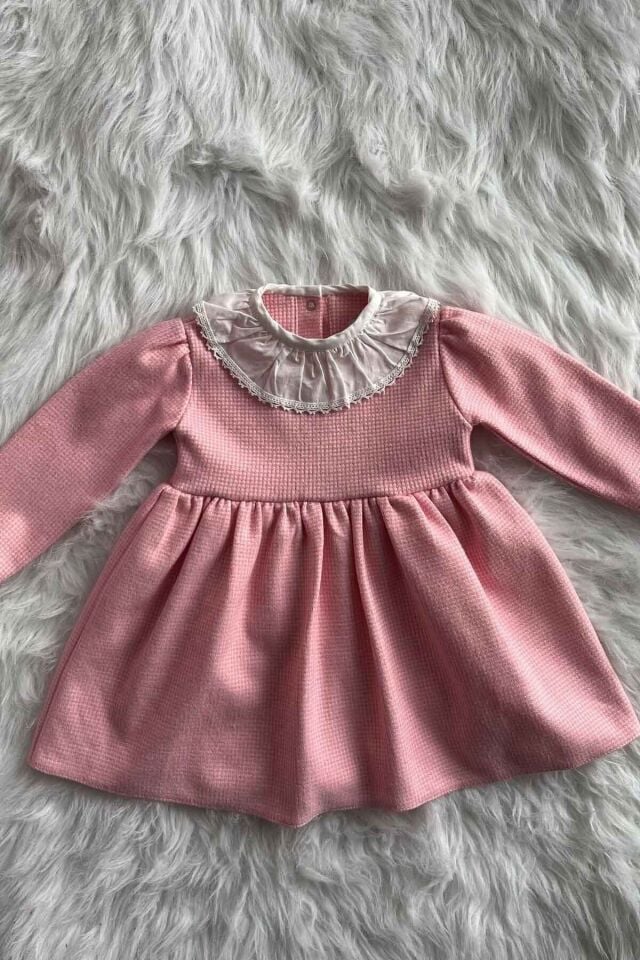 Pembe Triko Kışlık Kız Çocuk Bebek Elbise