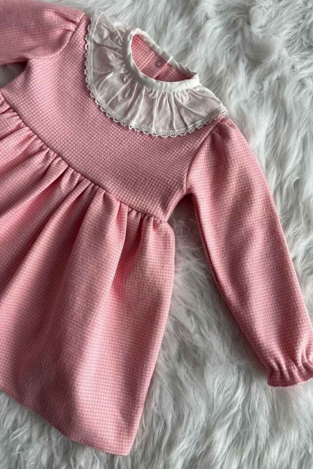 Pembe Triko Kışlık Kız Çocuk Bebek Elbise