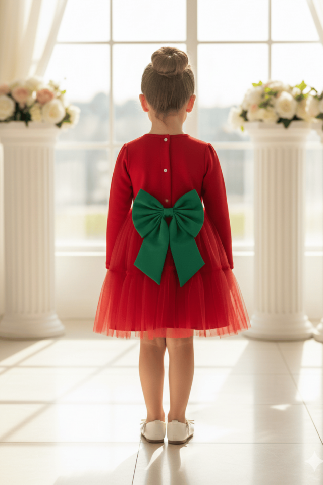 Cat Girl Candy Printed Baby Girl Tüllkleid in Rot