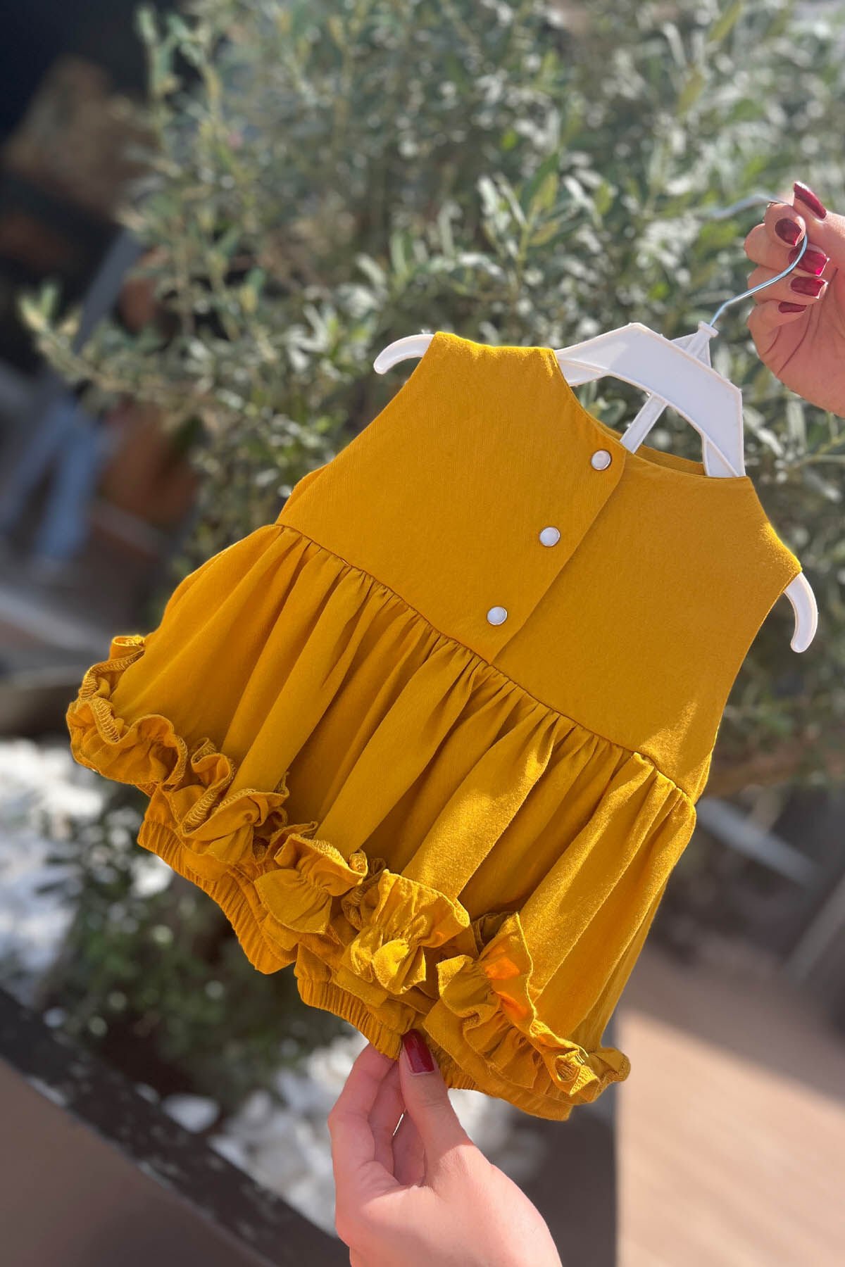 Hardal Alt Üst Kız Çocuk Bebek Pamuklu Şort Bluz Takım